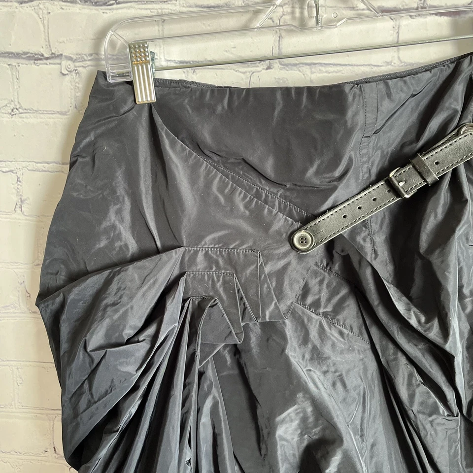 Falda PAUW Amsterdam Negra Tafetán Asimétrica con Volantes Cinturón Talla 2 Foto 2 de 4