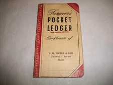 1949-50 JOHN DEERE Farmer's Pocket Ledger - Caldwell & Parme ID - JW Semaines - Livraison gratuite