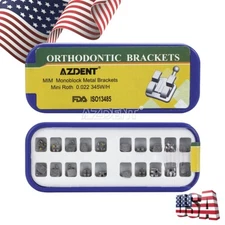 AZDENT Dental Orthodontc MIM Monoblock Brackets Mini Roth.022 3 4 5 Hook