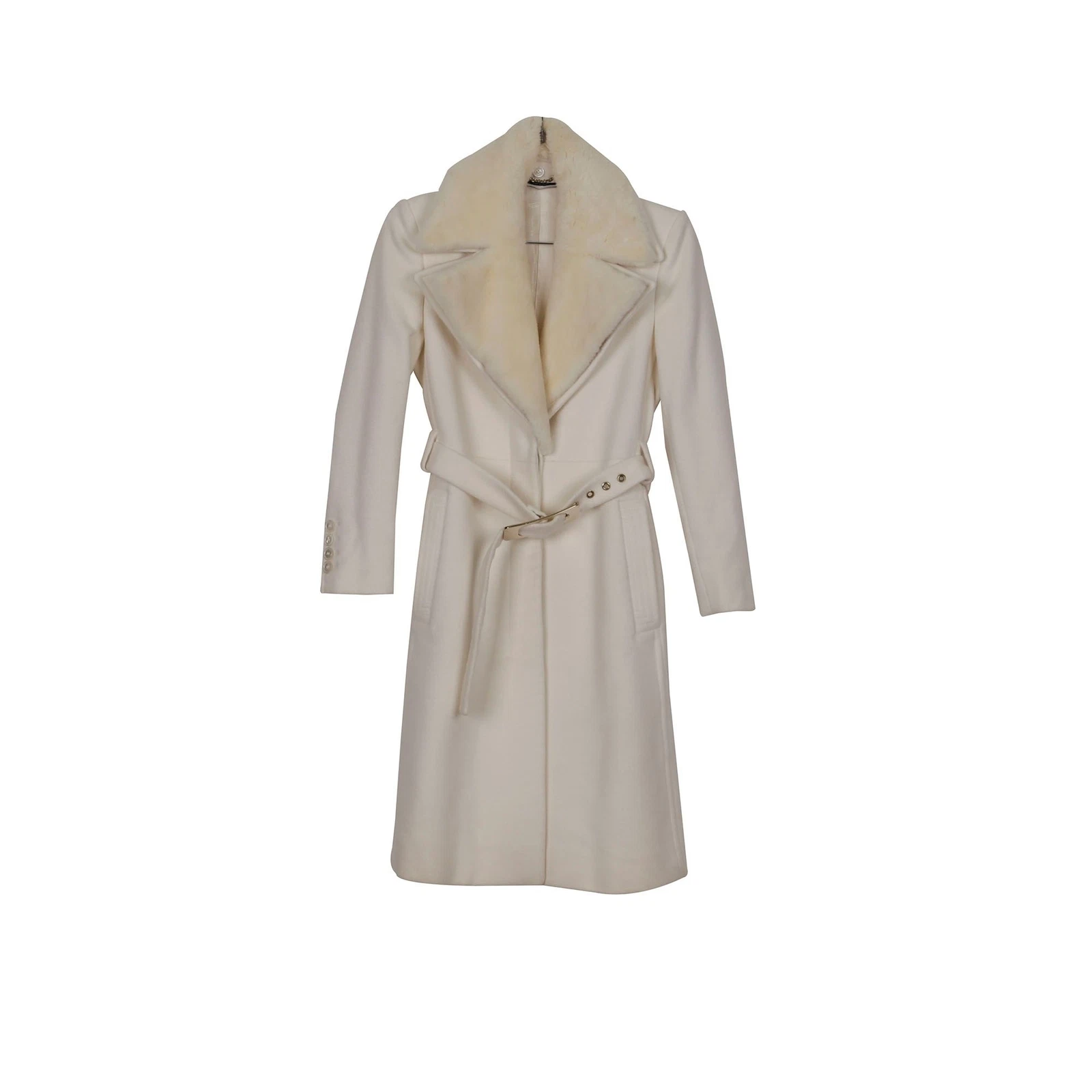 Manteau ceinturé en laine ivoire Gucci 165668 63485377