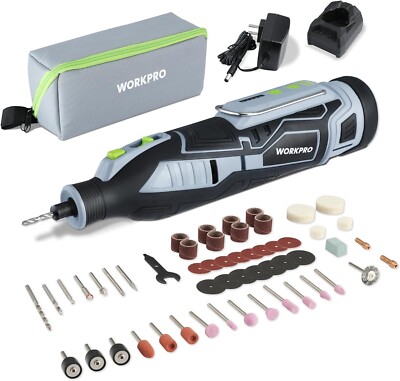 WORKPRO 12V Cordless Rotary Tool 114Pcs Easy Change Accessories for Handmade DIY