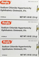 Rugby Sodium Chloride Ophthalmic Ointment 5% (Compare to Muro 128) -3 Pack 02/26