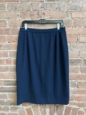Vintage Valentino Women  s Skirt, Sz 14, Blue Wool Twill Italy