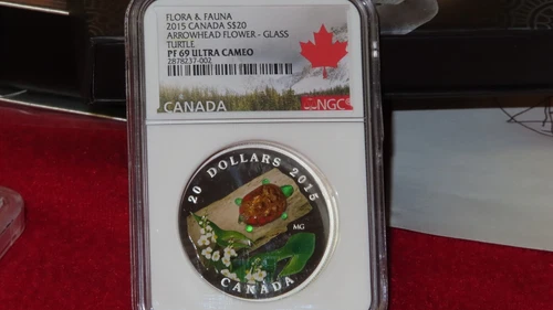 2016 Canada $20 1 oz Venetian Murano Glass TURTLE Colorized Silver Coin NGC PF69