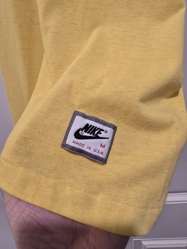 Vintage Nike Tank Top Shirt Medium 80s Single Stitch Muscle Top Swoosh Yellow - Picture 3 of 9