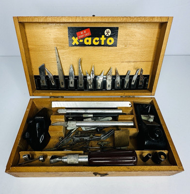 Vintage X-Acto No.86 Hobby Chest Wood Box Knife Set Blades Tools Model Craft