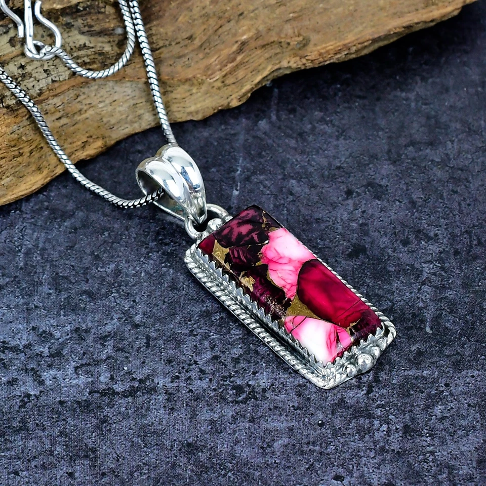 Conjunto de pingente de brinco folheado a prata turquesa dália rosa vermelha - Imagem 2 de 4