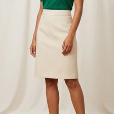 J.Crew Ivory Cream Tailored A-Line Skirt Topstitched Waist Clean Minimalist 6