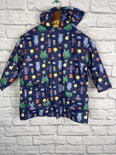 MAGNETIC ME Kid's Blue Monster Print Magnetic Hooded Rain Coat 5Y