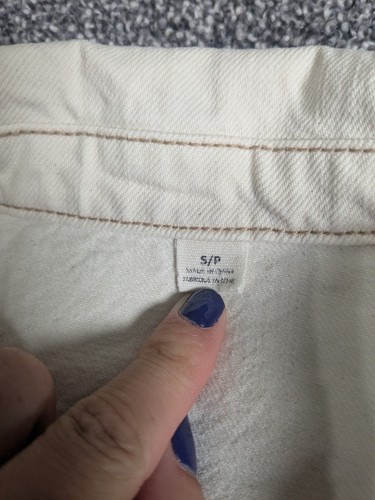 Toms Cropped Denim Jacket Size Small Women's Cream Beige Jean Khaki Western - Picture 2 of 6