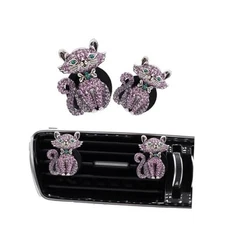 Cat Car Decor,2pcs Bling Car Air Freshener Vent Clips,Purple Princess Kitty 