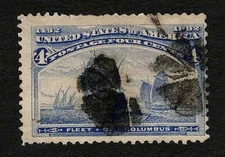 US 1893 #233 Columbus Exposition 4c Ultra Fancy Cancel Used