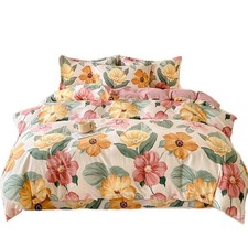Flowers Duvet Cover Queen Spring Garden Warm Cotton Rayon Brushed Girls Beddi...