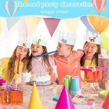 200 Pcs White Paper Crowns DIY Birthday Party Crowns for Kids Hats Decorations