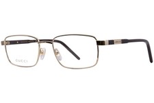 Gucci GG1801O 007 Eyeglasses Men's Gold/Brown Full Rim Rectangle Shape 56mm