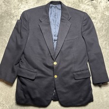 H Freeman & Son Navy Blue Camel Hair Gold Button Sport Coat Size 42 Made in USA