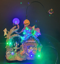 LED Product 12 Target Halloween Village Haunted Tree House Flying Witch READ