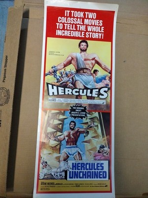 HERCULES/HERCULES UNCHAINED original ROLLED 14x36 movie poster STEVE REEVES