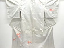 7710968: JAPANESE KIMONO / ANTIQUE KIMONO / SILK / TSUMUGI / WOVEN FLOWER