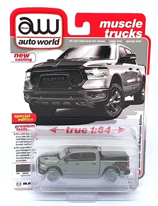 Auto World 1/64 Scale AW64462 - 2023 RAM 1500 Rebel Lunar Edition Truck