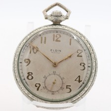 Antique 12s 1923 Elgin 3 17J Mechanical Pocket Watch 345 Ornate Exhibition Case