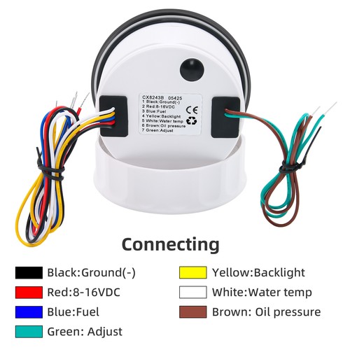 85mm 4 In 1 Gauge Fuel Level 240-33ohm Oil Pressure Water Temp Volt For Boat Car - Picture 5 of 17