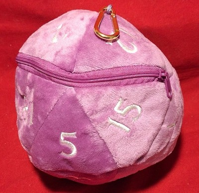 Ultra Pro D20 Clip Plush Dice Bag Purple Zippered Center Pocket