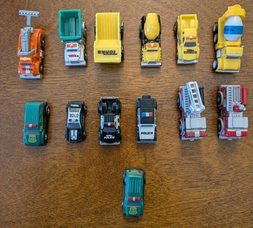 TONKA Mini Micro Vehicles Trucks Rescue Vehicles Construction Police Lot of 13