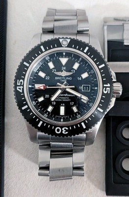 Breitling Superocean 44 Special Y17393101 Black Dial + Aftermarket Rubber Strap
