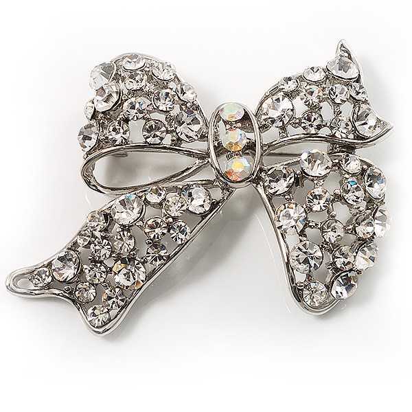 Classic Crystal Bow Brooch
