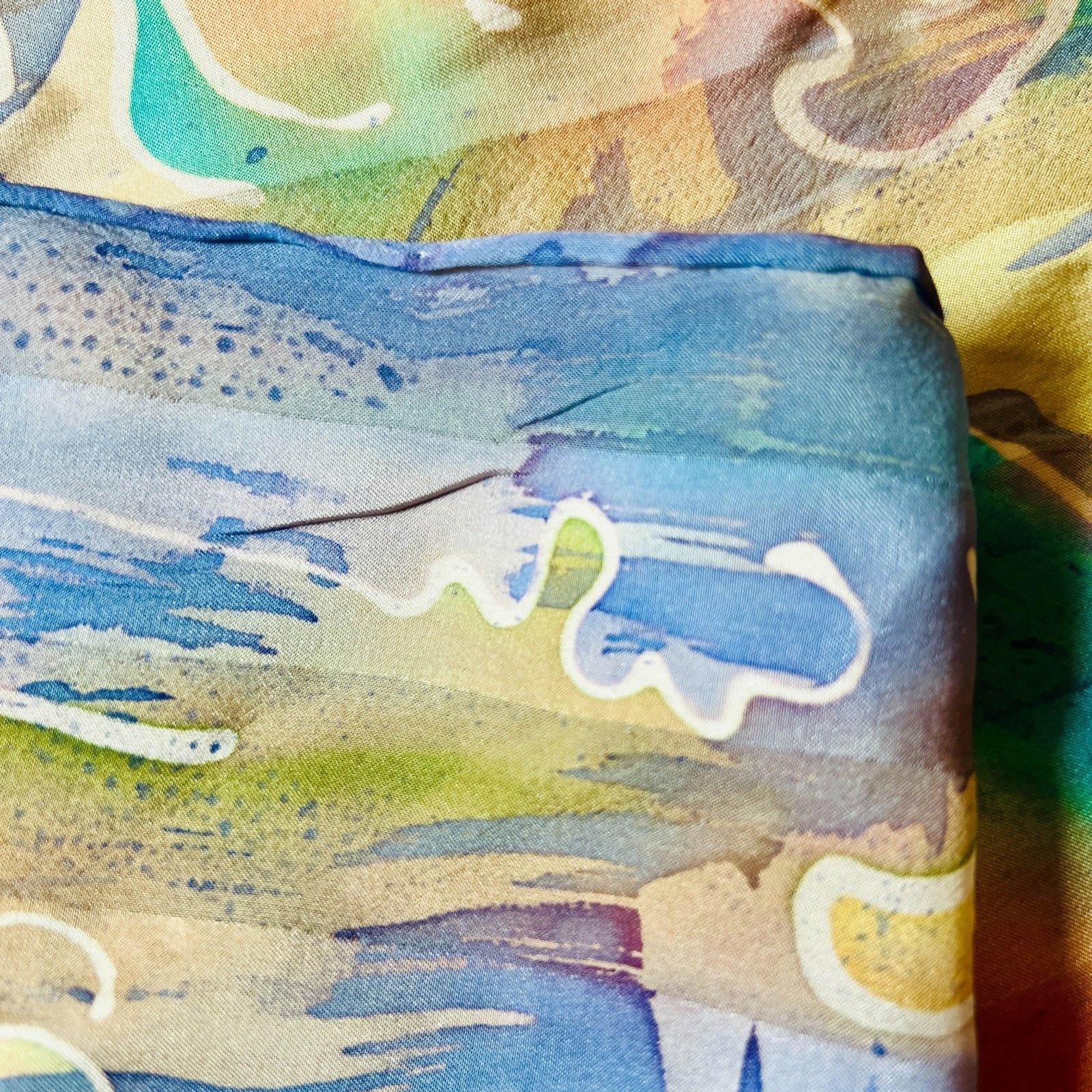 Silk scarf rectangular scarf abstract pattern mul… - image 4