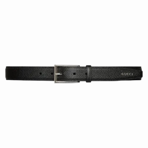 NEW Gucci 3cm Gucci Script Leather Belt Dark Green Men Size 110cm/44"