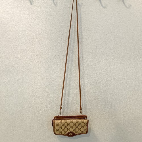 Vintage Gucci GG Logo Monogram Canvas Braun Leder Crossbody Handtasche Klein LESEN - Bild 5 von 24