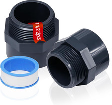 2PCS 1-1/2 Inch Male Thread Grey Pvc Fittings 2-Way PVC Pipe Coupling for Adapte