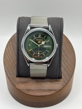 Seiko 5 Green Dial Automatic Watch On Mesh Bracelet