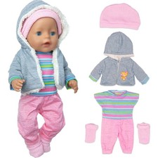 Exklusives Puppenkleiderset mit Mantel, Bluse, Hosen, Hut und Socken