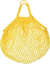 MECCANIXITY Cotton Mesh Bag Reusable Washable Net String Grocery Yellow 