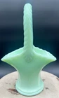 Vintage Westmoreland Opaque Jadeite Mint Green Milk Glass Basket Ruffle Edge