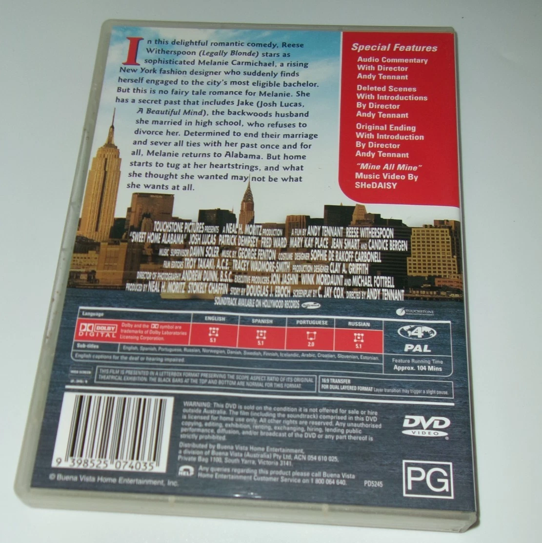 Sweet Home Alabama DVD - Reese Witherspoon Region 4