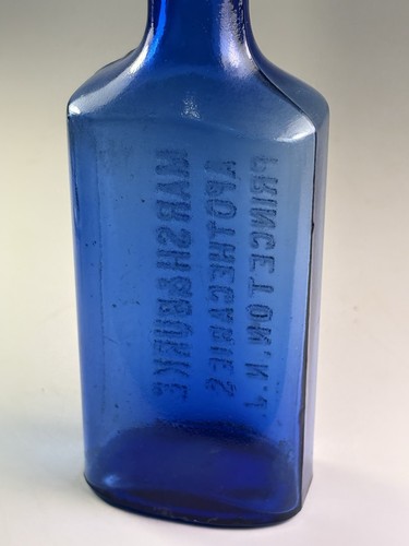 RARE MARSH & BURKE COBALT BLUE DRUGSTORE MEDICINE BOTTLE PRINCETON NJ WTCO 1894 - Picture 15 of 21