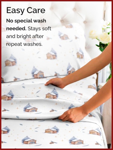 Twin Christmas Home Sheet Set - Holiday Xmas Pattern Bedding - Deep Pockets - Afbeelding 5 van 7