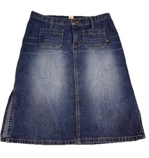 Abercrombie Fitch Vintage Y2K 90's Jean Denim Skirt Size 6 Pockets Side Slits
