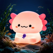 Axolotl Night Light for Kids, Adjustable and Timed Silicone Night Lamp, Axolo...