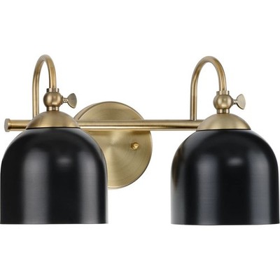 Progress Lighting Dalton Collection 15 in. 2Light Vintage Brass Matte Black