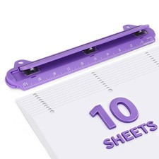 3 Hole Punch Portable Binder with Ruler, EAGLE Upgraded Purple