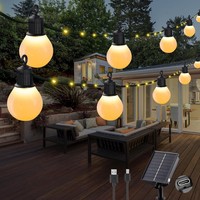 Solar Lichterkette 20 GlüHbirnen 10M Warmweiß Wetterfest FüR AußEn