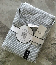 M&S Short Sleeve Long Leg Pyjama Set ~ PURE COTTON ~ Size S (8-10)