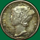 1937-D Mercury Dime Almost Uncirculated AU Coin, Cleaning #36414