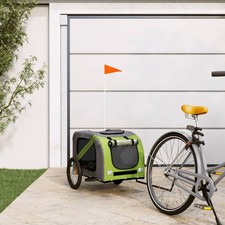 vidaXL Rimorchio da Bici per Animali Verde e Grigio Oxford e Ferro - 5