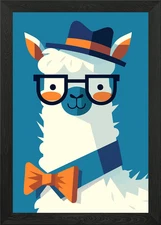 Hipster Llama Minimalist Art Illust Framed Wall Art Poster Canvas Print Picture